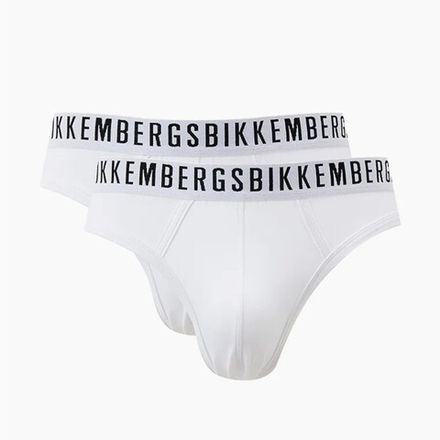 Мужские трусы брифы белые набор 2 в 1 Bikkembergs CLASSIC BKK1USP02BI/2