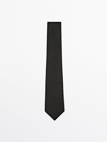 Massimo Dutti Галстук из 100% рельефного шелка, зеленый