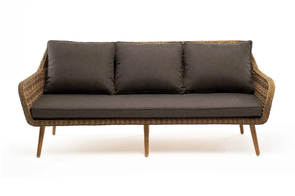 "Прованс" диван из искусственного ротанга трехместный, цвет соломенный