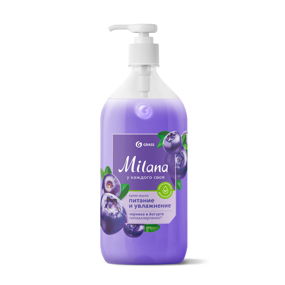 Крем-мыло жидкое увлажняющее "Milana черника в йогурте" 1 л