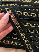 Тесьма черная с золотистой цепью