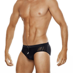 Черные плавки-брифы с полупрозрачными вставками по бокам (Размер: XXL) (Цвет: черный)