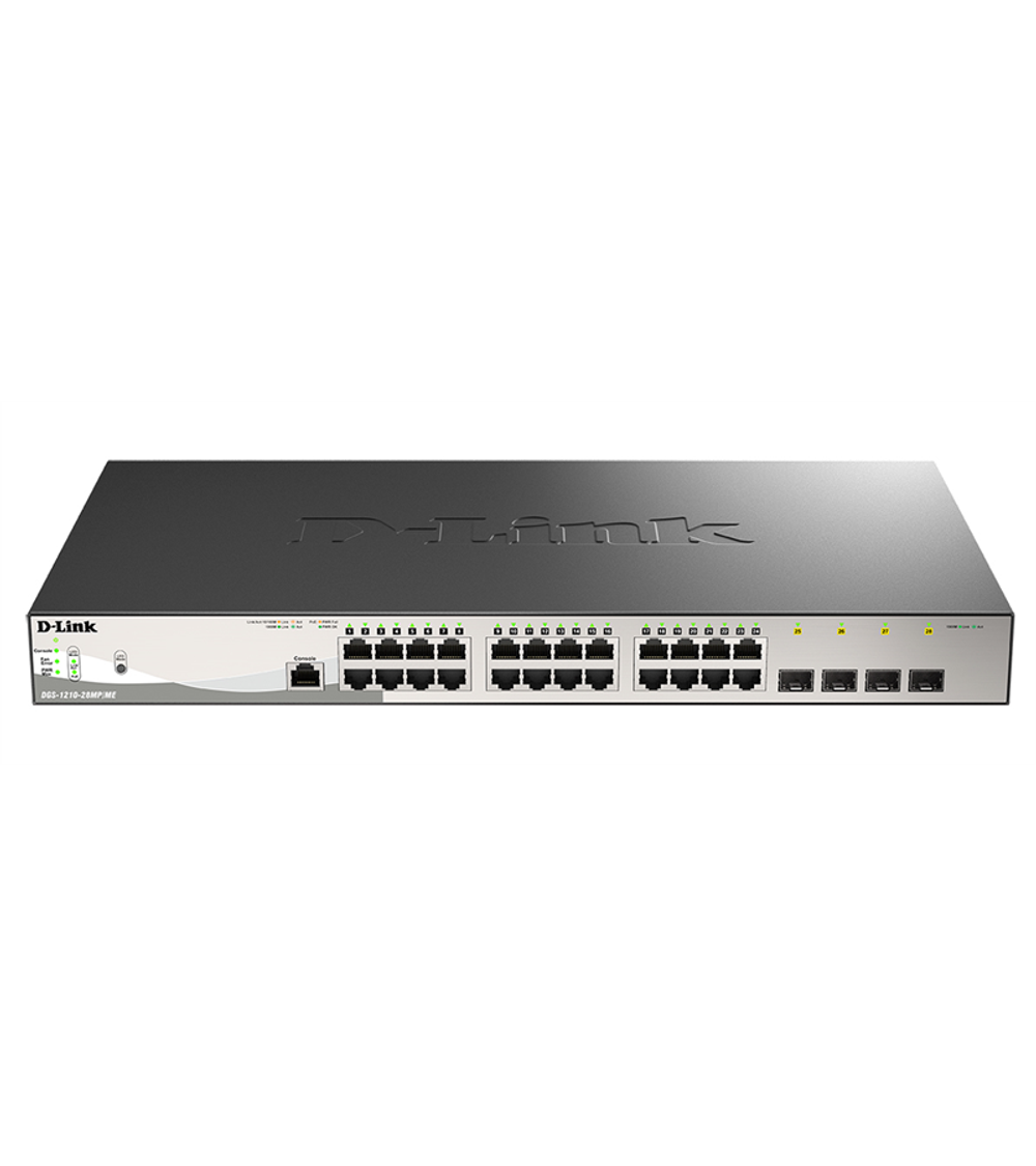Коммутатор D-Link PROJ Managed L2 Metro Ethernet Switch 24x1000Base-T PoE, 4x1000Base-X SFP, PoE Budget 370W, Surge 6KV, CLI, RJ45 Console, Dying Gasp