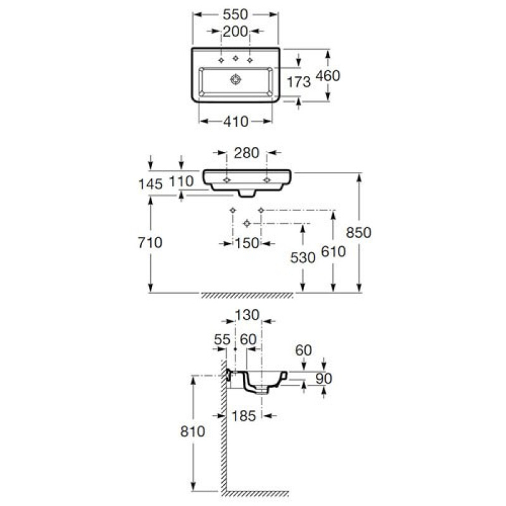 УМЫВАЛЬНИК ROCA DAMA-N 550*460