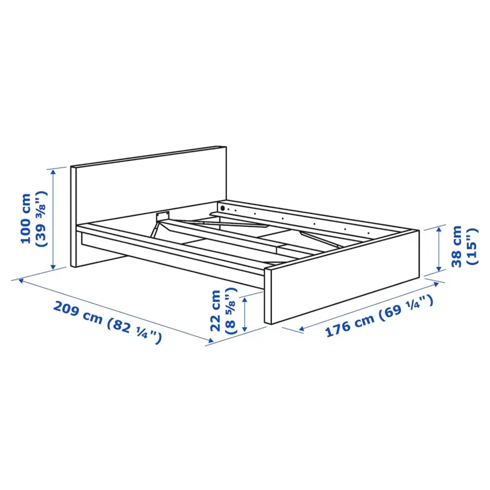 Каркас кровати - IKEA MALM/МАЛЬМ ИКЕА, 176x200 см, синий