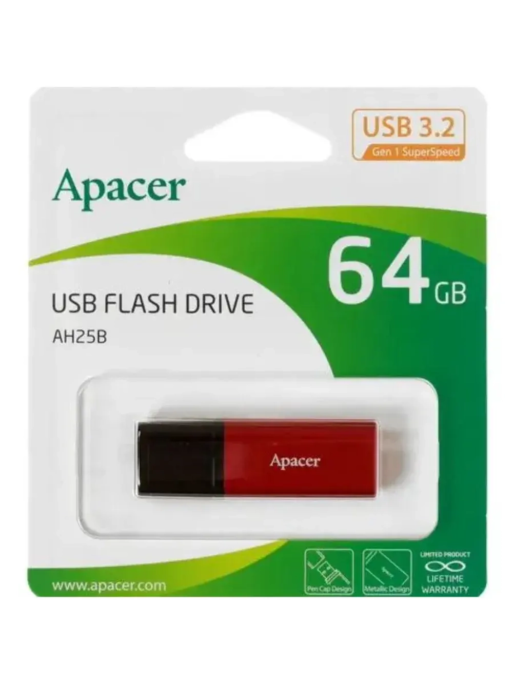 Память USB Flash 64 ГБ AH25B AP64GAH25BR-1 RED