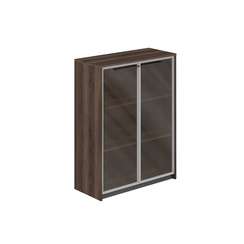 RF.401.DA.CHBZ / Шкаф средний с дверьми со стеклом в алюминиевой раме, 940х410х1226 / корпус: дуб адриа, фасады: стекло