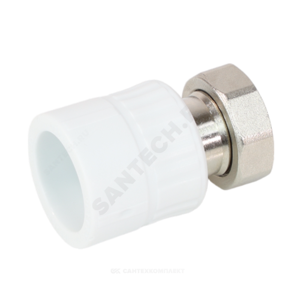 Муфта PP-R комбинированная белая Дн 25х3/4" с накидной гайкой VALFEX 10139025