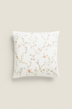 ZARA HOME ХЛОПКОВЫЙ ЧЕХОЛ ДЛЯ ДЕКОРАТИВНОЙ ПОДУШКИ С ПРИНТОМ, ЭКРЮ