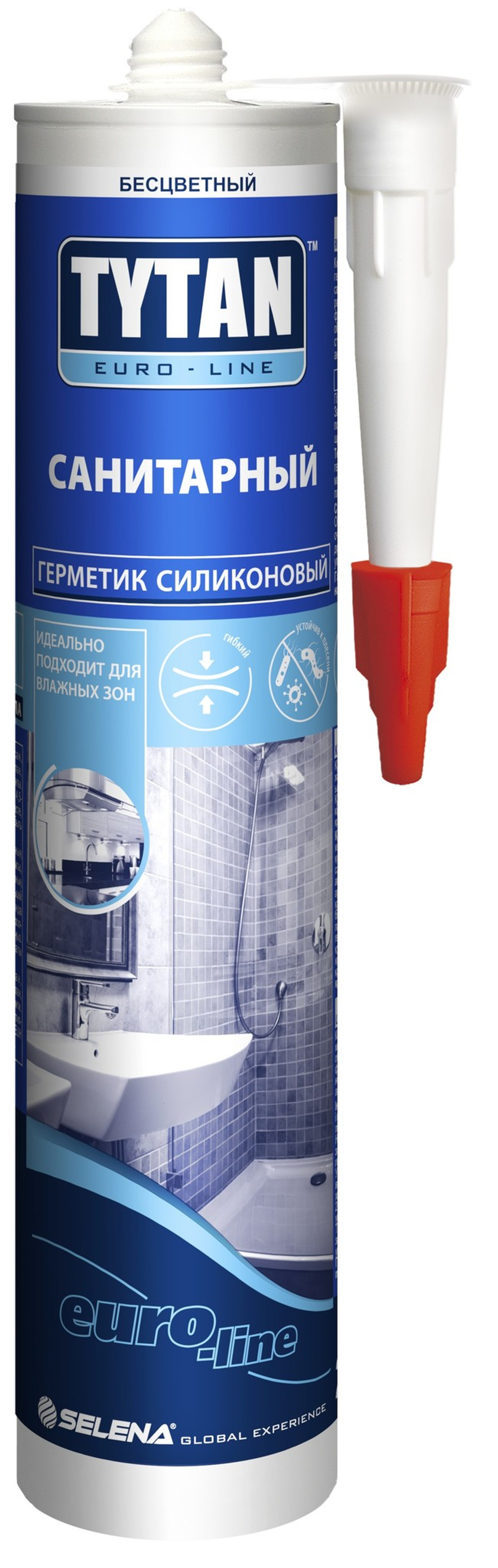 Герметик Tytan Euroline силиконовый санитарный бесцветный 290мл/330г