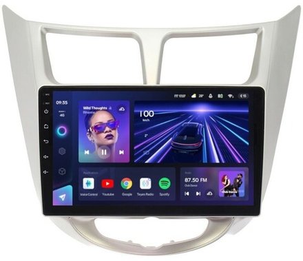 Магнитола для Hyundai Solaris 1 2010-2016 (рамка серебро) - Teyes CC3L на Android 10, 8-ядер, CarPlay, 4G SIM-слот