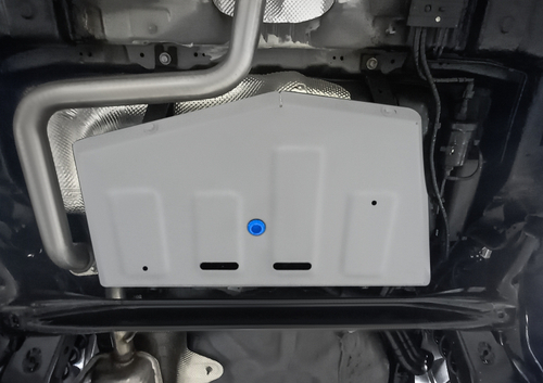 Защита топливного бака Rival для JAC JS4 FWD АКПП 2022-н.в./Москвич 3 FWD АКПП 2022-н.в., алюминий 3 мм, с крепежом, штампованная, 333.9214.1