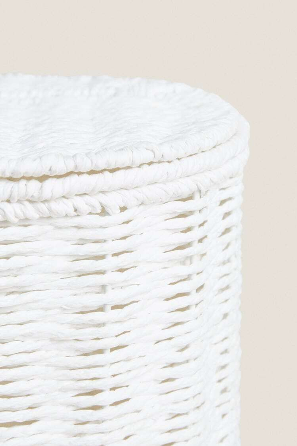 ZARA HOME КОРЗИНА ДЛЯ МУСОРА СО СЪЕМНОЙ КРЫШКОЙ, БЕЛЫЙ