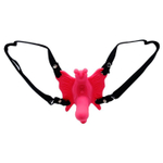 Стимулятор клитора бабочка на ремешках с вибрацией (Цвет: розовый)