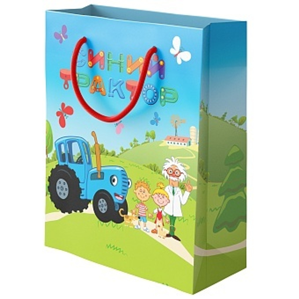 Пакет подарочный Синий трактор 41*31*12 см.