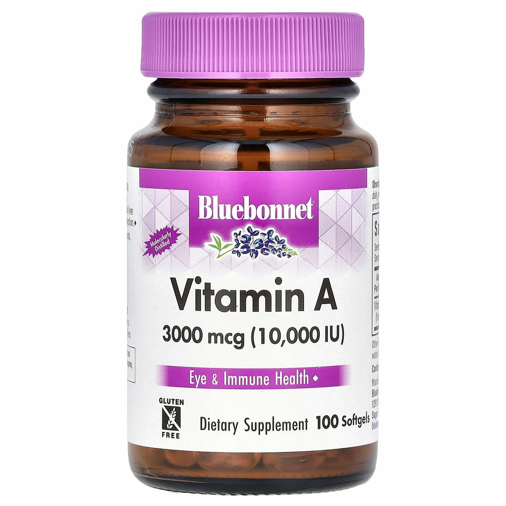 Bluebonnet Nutrition, витамин A, 3000 мкг, 100 капсул