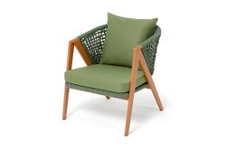 "Амстердам" кресло плетеное из роупа, каркас алюминий, роуп зеленый круглый, ткань зеленая