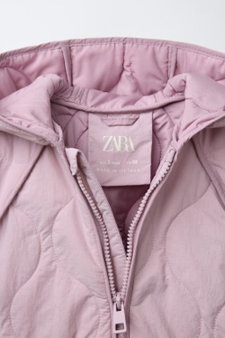 ZARA СТЕГАНАЯ КУРТКА WATER REPELLENT, РОЗОВЫЙ