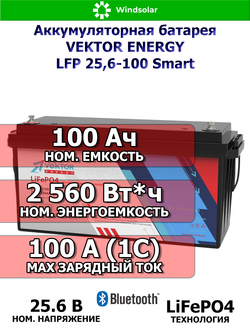 Литиевый аккумулятор VEKTOR 100Ач 24В LiFePO4