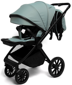 Детская коляска Peppy Monaco 3 в 1 с автокреслом First Mint (мятный), рама черная