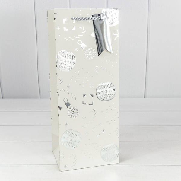 
          Пакет подарочный 14 х 35 х 11 см "Новый год" Под бутылку (Белый)