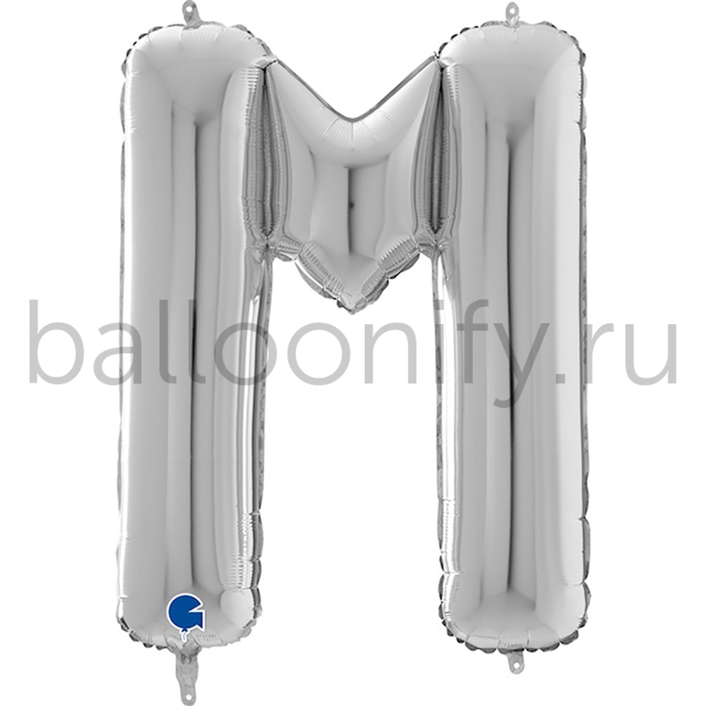 Фольгированная фигура, Буква М 66 см Silver
