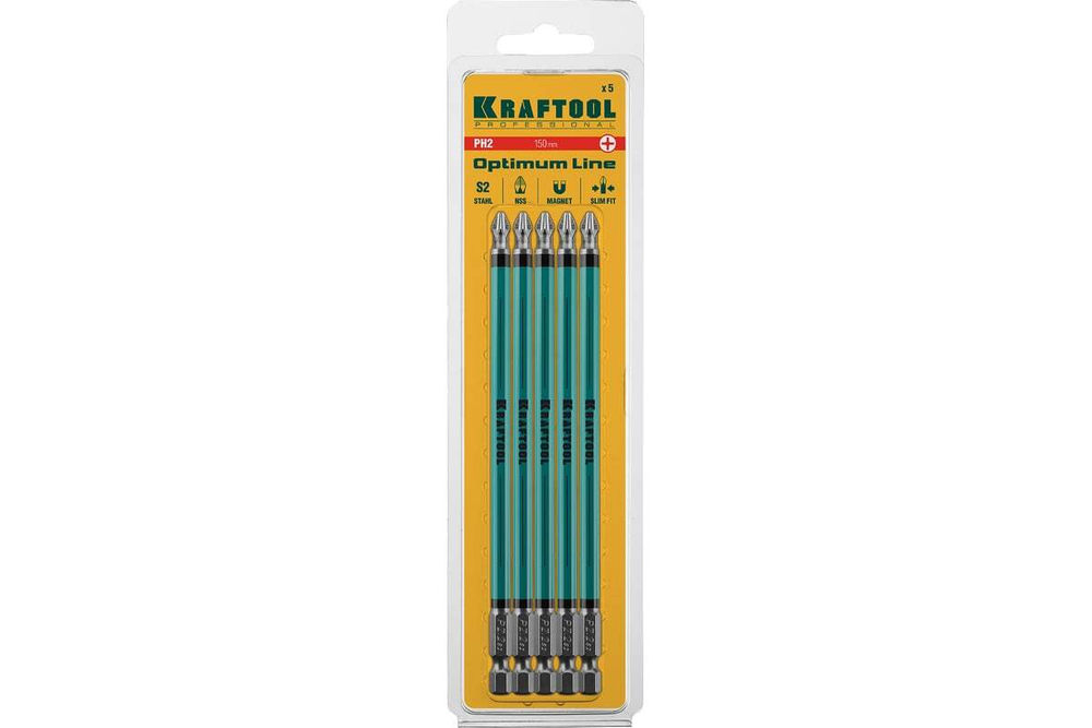 Биты KRAFTOOL Optimum в блистере E 1/4 PН2, 150 мм (цена за 1 биту)