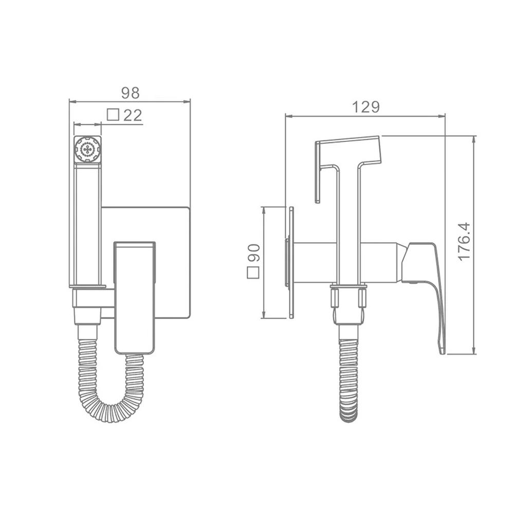 Гигиенический душ со смесителем встраиваемый Raglo R02.54.03, сатин золотой