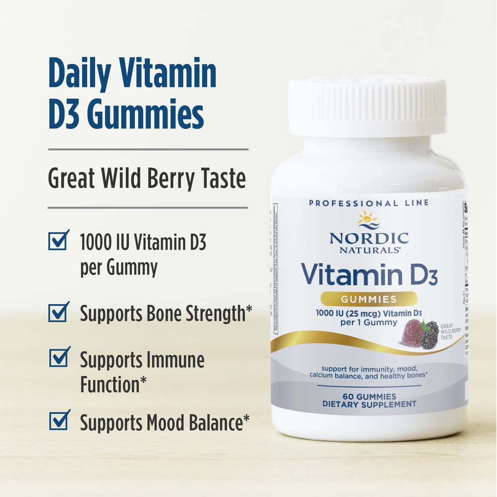 Nordic Naturals, жевательный витамин D3, со вкусом лесных ягод, 60 жевательных таблеток