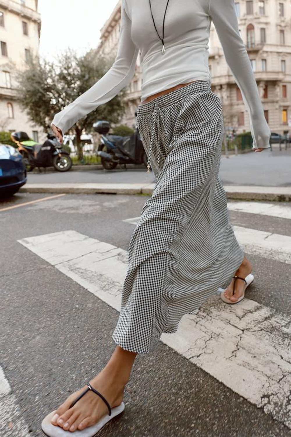 ZARA ЮБКА МИДИ В КЛЕТКУ ВИШИ, ЭКРЮ/ЧЕРНЫЙ