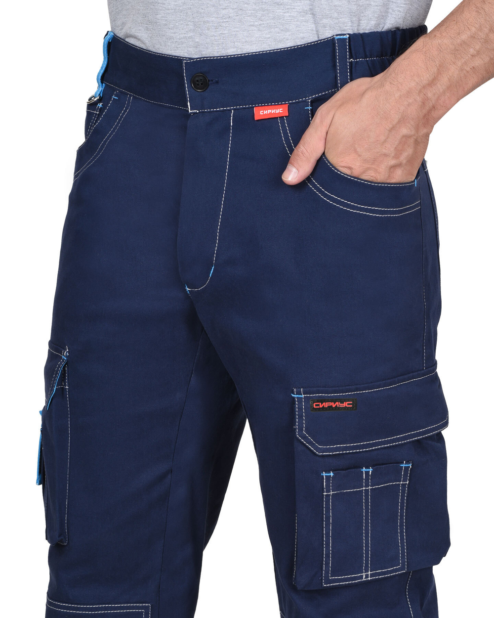 Костюм СИРИУС-ДЖЕТ куртка, брюки синий с голубым тк. мех. стрейч с ВО