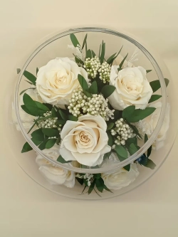 натуральные кустовые розы в стекле, вакуум