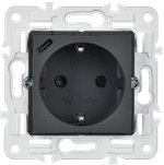 SKANDY Розетка с заземлением с защитными шторками 16А с USB C 18Вт SK-R17G графит IEK