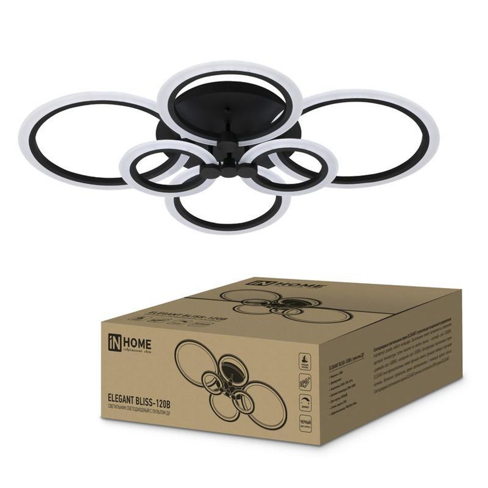 Светильник светодиодный ELEGANT BLISS-120В 120Вт 3000-4000-6500К 8400лм 230В 780х550х130мм с пультом ДУ IN HOME 4690612035475 Светильник светодиодный ELEGANT BLISS-120В 120Вт 3000-4000-6500К 8400лм 230В 780х550х130мм с пультом ДУ IN HOME 4690612035475