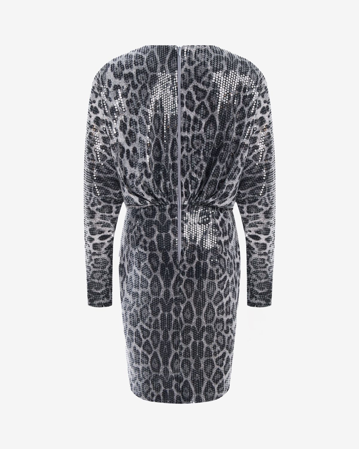 Платье миди из пайеток с леопардовым принтом
