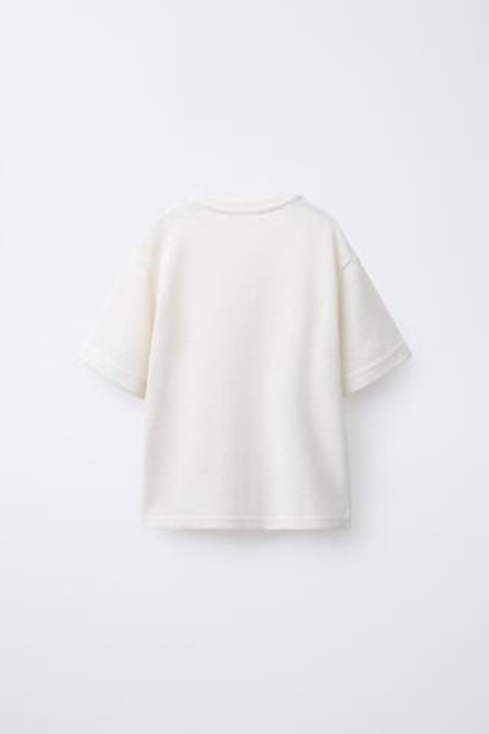 ZARA ФУТБОЛКА ИЗ РЕЛЬЕФНОЙ ТКАНИ, ЭКРЮ