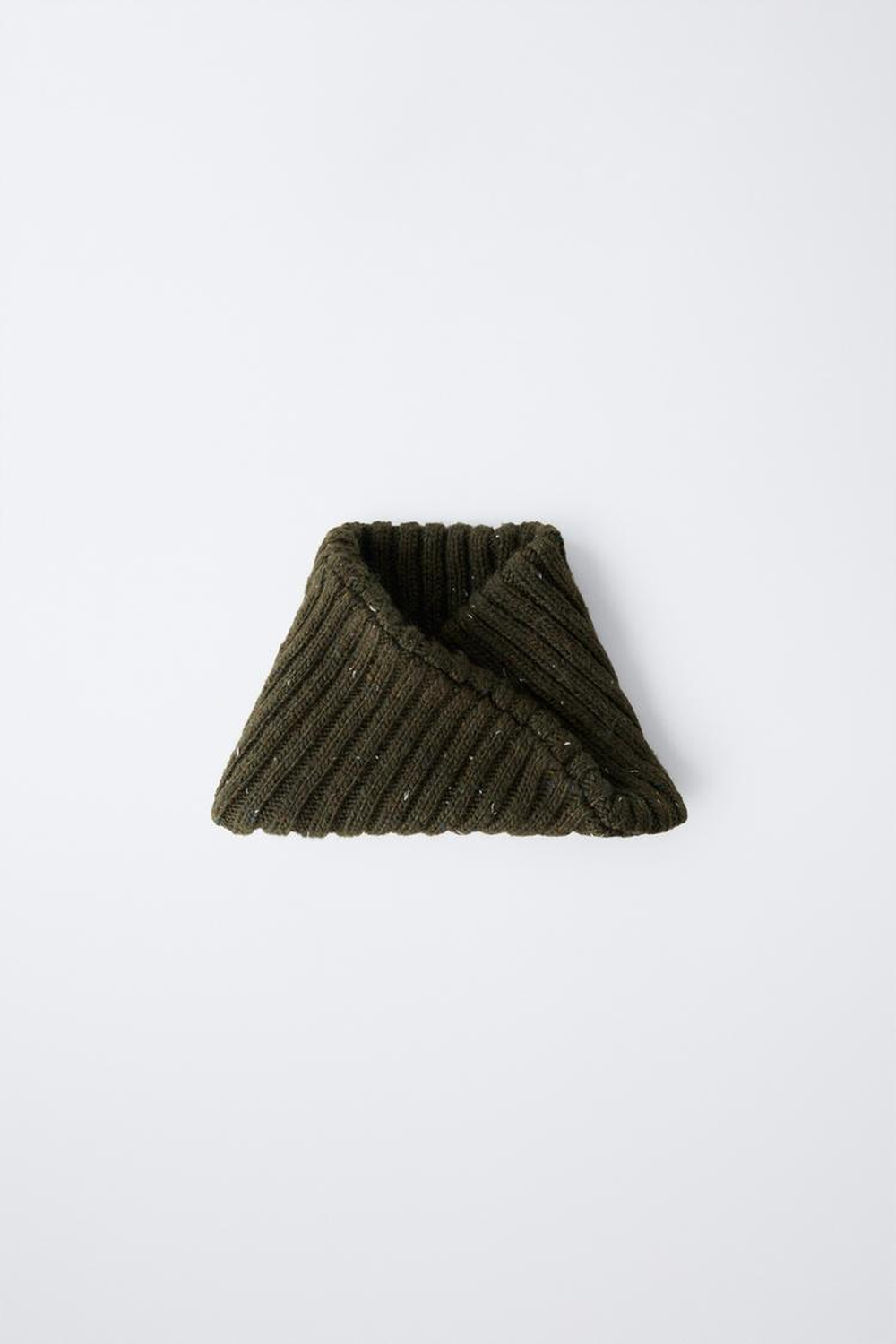 ZARA ВЯЗАНЫЙ ВОРОТНИК-ХОМУТ С ШЕРСТЬЮ, ЗЕЛЕНЫЙ