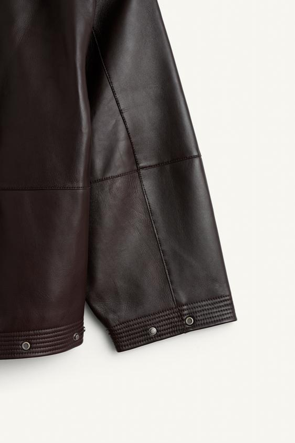 ZARA СВОБОДНАЯ КУРТКА ИЗ КОЖИ, ТЁМНО-КОРИЧНЕВЫЙ