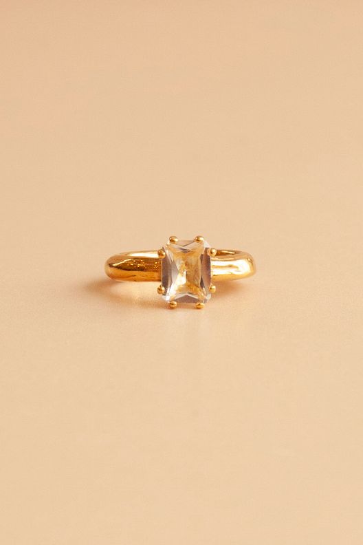 Кольцо ANCIENT SOUL с большим белым Топазом позолота / The Mineral Bar