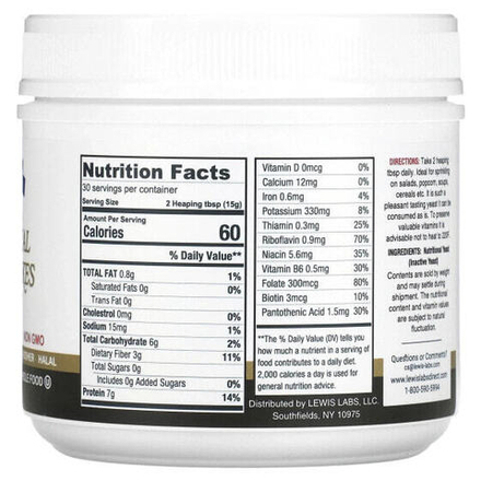 Дрожжи Lewis Labs, Nutritional Yeast Flakes, 16 oz (454 g)