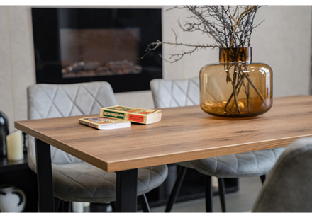 Стол деревянный Woodville Лота Лофт 120x75 дуб крафт табачный, черный матовый, ножки черные