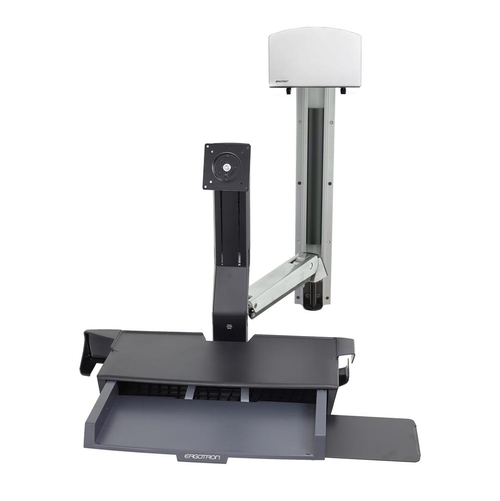 Крепление ''Рука'' Ergotron StyleView Sit-Stand Combo System с рабочей поверхностью и средним держателем CPU (45-270-026 / 45-270-216), Серебряный