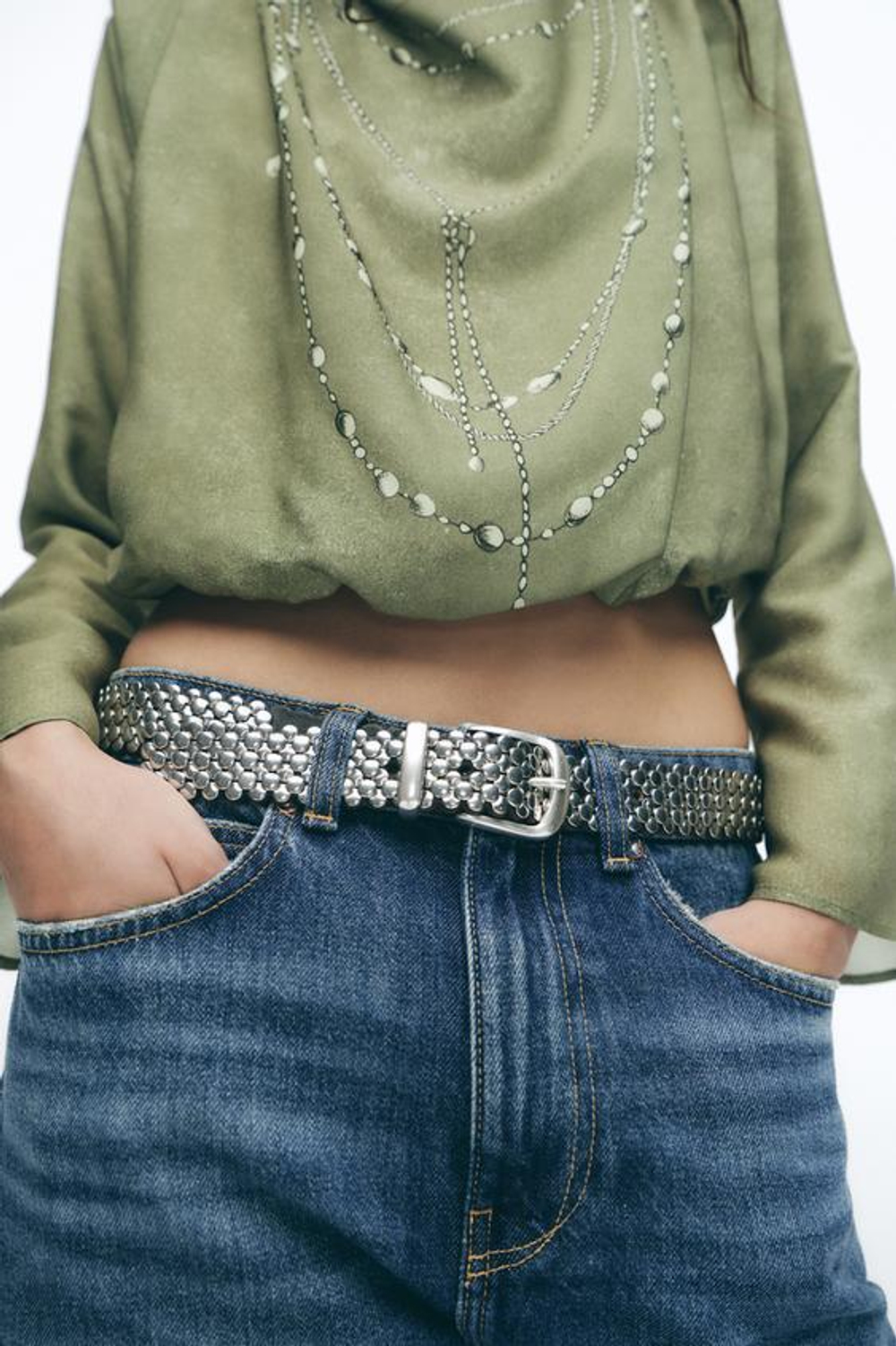 ZARA РУБАШКА С ПРИНТОМ «ЦЕПОЧКИ», РАЗНОЦВЕТНЫЙ