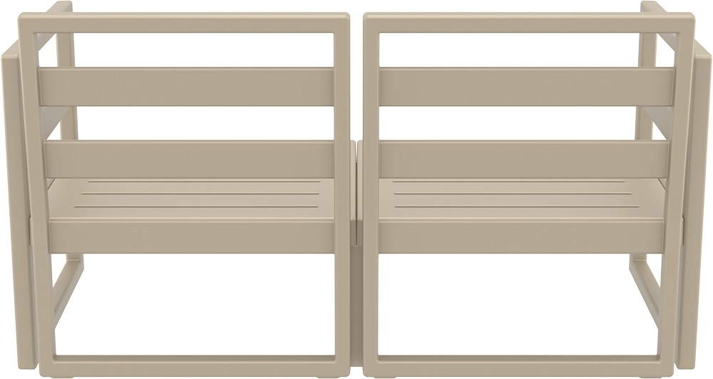 Диван пластиковый двухместный с подушками Siesta Contract Mykonos, бежевый, черный