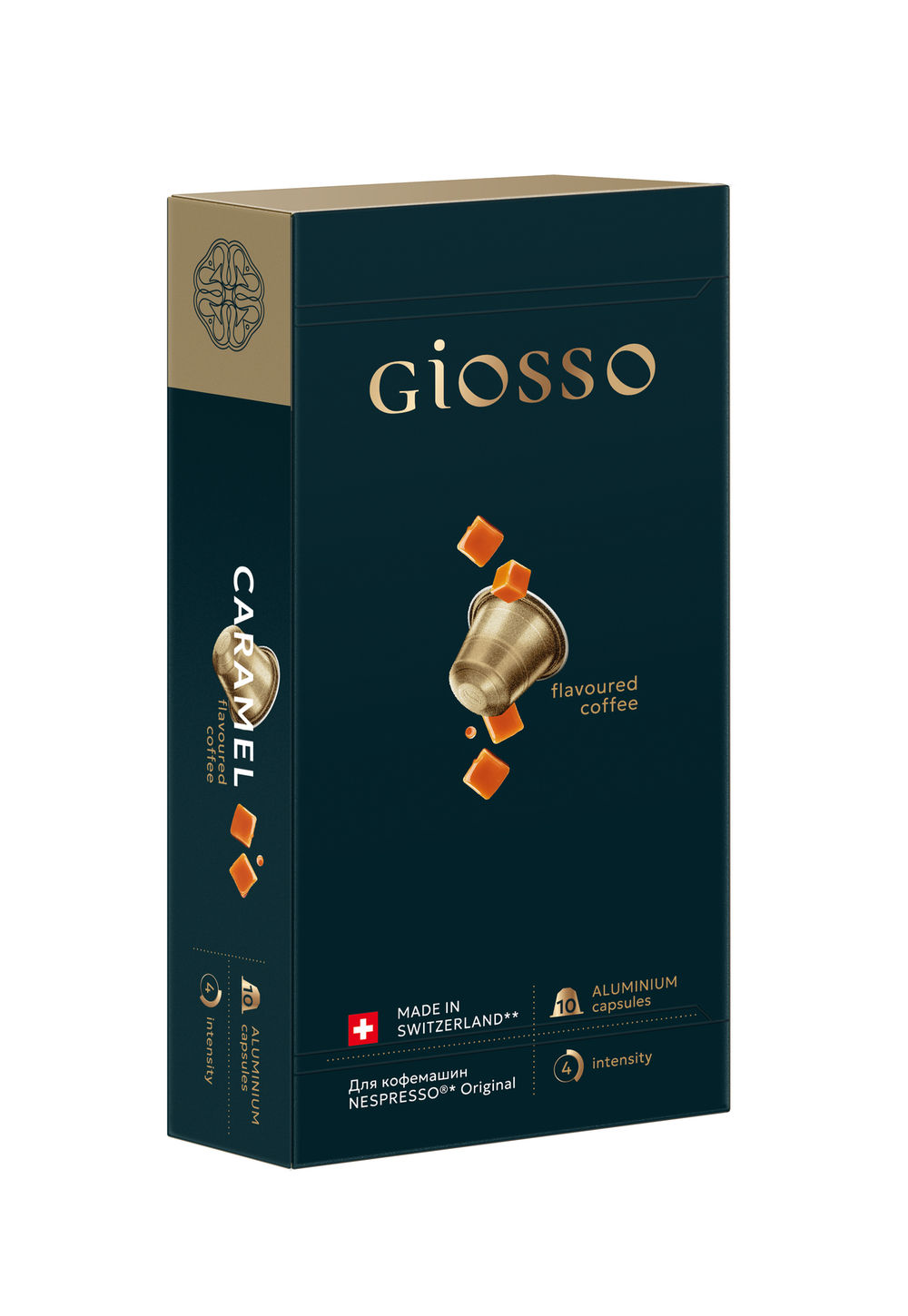 "CARAMEL" GIOSSO Кофе натураль-й жарен-й в алюмин. капсулах (52г.*10 - кол-во ед. в коробке)
