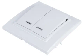 Выключатель STEKKER 2-клавишный с индикатором, 220V, 10А, серия Эрна, белый, PSW10-9002-01 39042