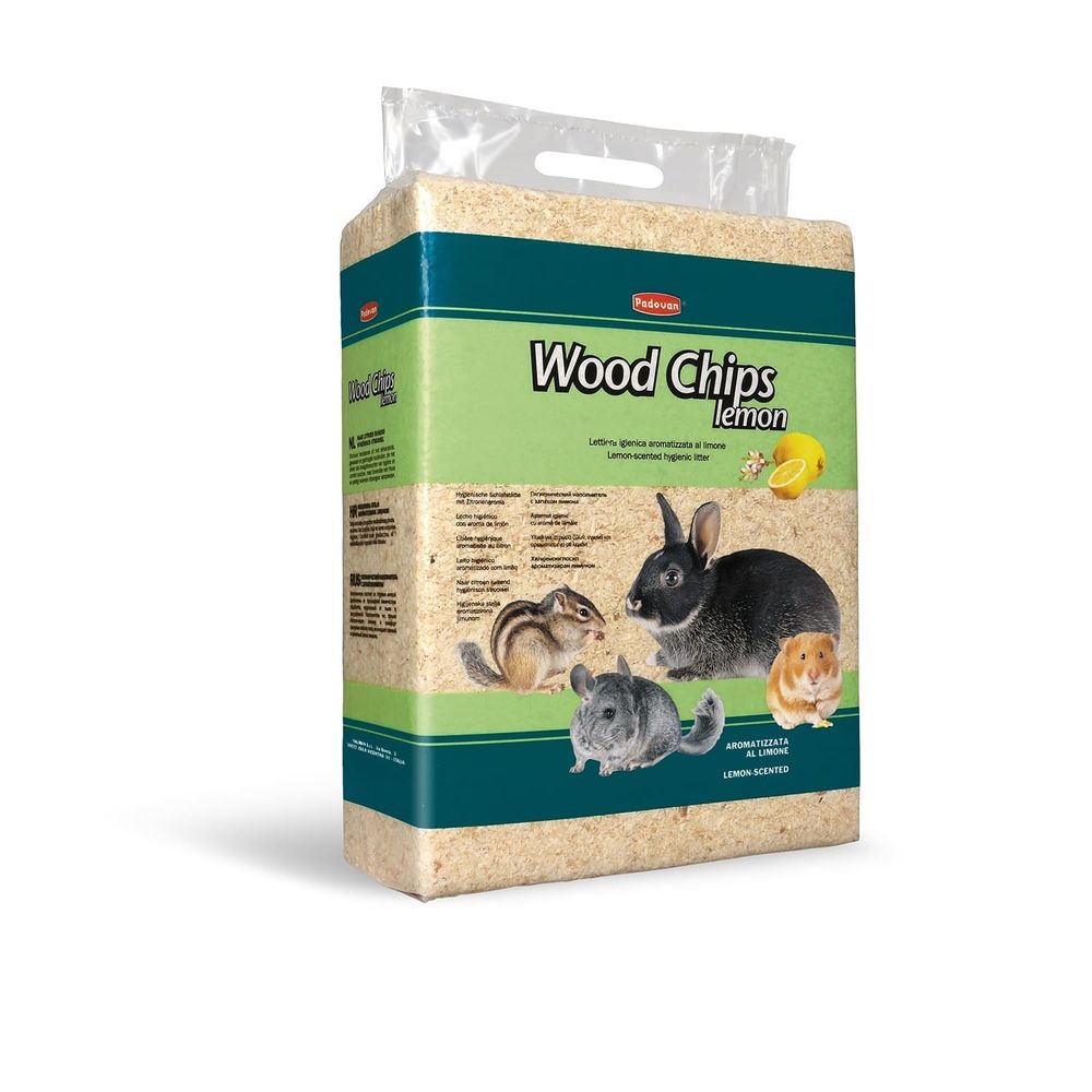 Наполнитель Padovan WOOD CHIPS, lemon древесные стружки с запахом лимона для грызунов 4 кг