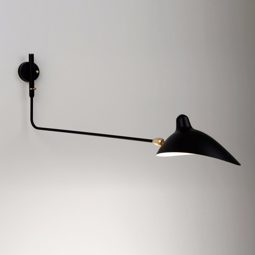 Wall design lamp AP1BD One Arm by Serge Mouille (Black)