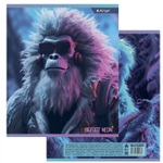 Тетрадь 48л., А5, клетка, Alingar "Big foot, Neon", скрепка, мелованный картон (стандарт), блок офсет, 4 дизайна в пленке т/у