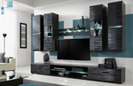 Гостиная 34 МДФ Черный DM089-6Т (глянец) / Черный 0190 PE 280*43*195 см,    Фиеста